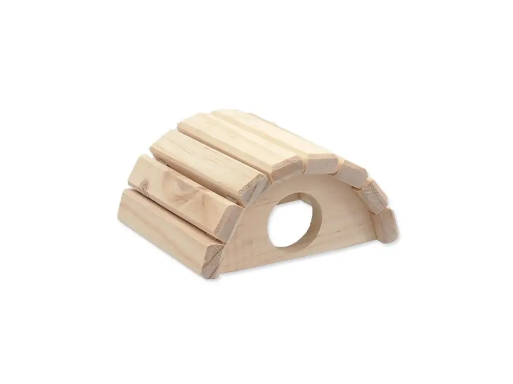 Autentický Domek SMALL ANIMAL Půlkruh dřevěný 15 x 13 x 7,5 cm