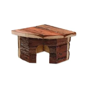 Tovární Cena Domek SMALL ANIMALS rohový dřevěný s kůrou 16 x 16 x 11 cm