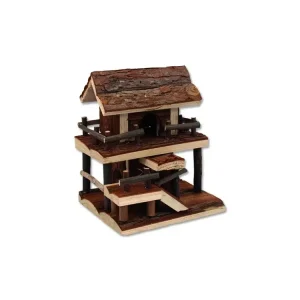 Domek SMALL ANIMALS dvoupatrový dřevěný s kůrou 17 x 15 x 20 cm Sezónní Sleva